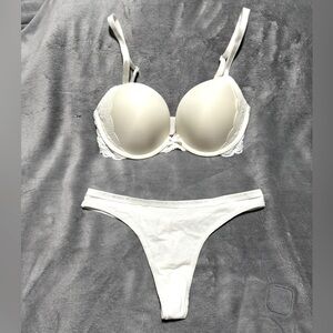 Victorias Secrete White Lace Push Bra and Pantie